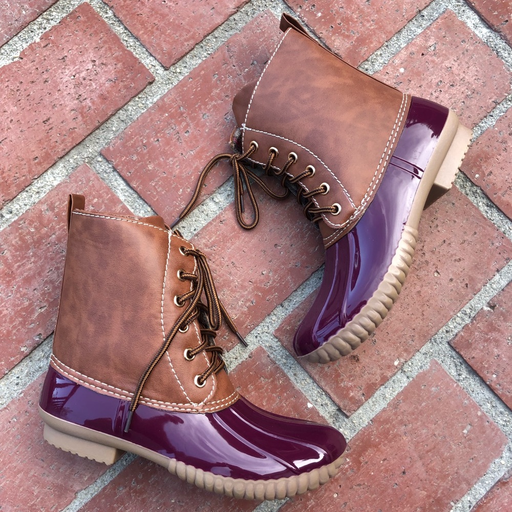 Duck Rubber Rain Ankle Lace Up Booties Rainboots - Picture 3 of 6